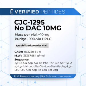 An information sheet for our 10MG CJC-1295 No DAC peptide.