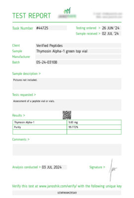 Thymosin Alpha-1 July 2024 Lab Test Report
