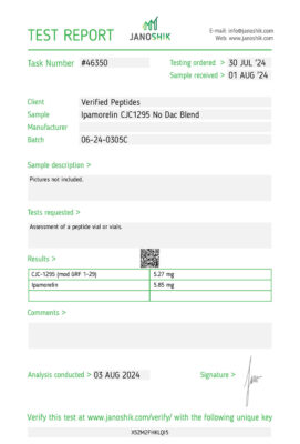 Ipamorelin CJC1295 No Dac blend lab report august 2024