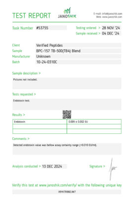 BPC-157 TB500(TB4) Endotoxin Test December 2024