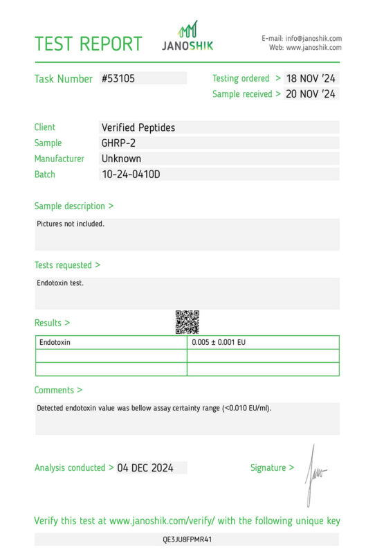G2 Endotoxin Test December 2024