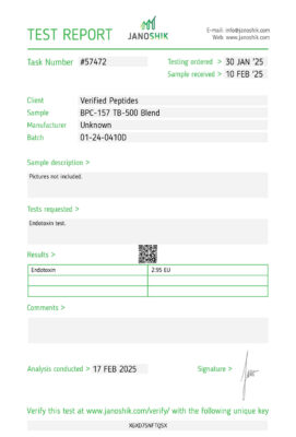 BPC-157 TB4 TB500 Blend Endotoxin Report February 2025