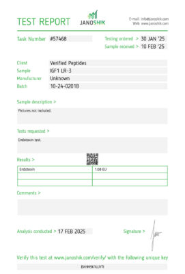 IGF1 LR-3 Endotoxin Report February 2025