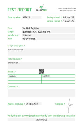 Ipamorelin CJC1295 No DAC Endotoxin Lab Report January 2025