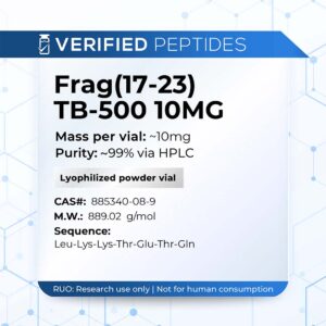 An information sheet for our 10MG Frag(17-23) TB-500 peptide.