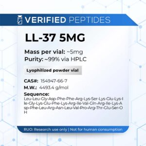 An information sheet for our 5MG LL-37 peptide.