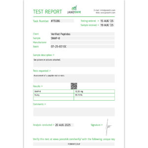Purity Certificate of Analysis Lab Test Report For SNAP-8 Peptide August 2025