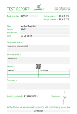 SS-31 Peptide Endotoxin Certificate of Analysis Lab Test Report August 2025