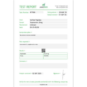 Tesa Peptide Purity Certificate of Analysis Lab Test Report September 2025
