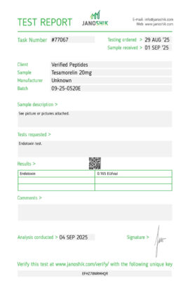 Tesa Endotoxin Certificate of Analysis Lab Test Report September 2025