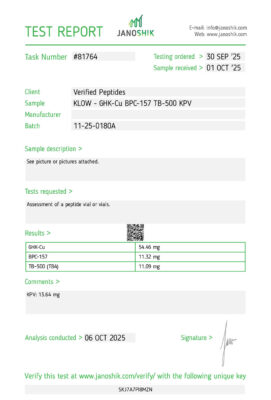 KLOW Peptide Purity Certificate of Analysis Lab Test Report October 2025
