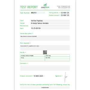 N-Acetyl Sem@x Am Peptide Purity Certificate of Analysis Lab Test Report October 2025