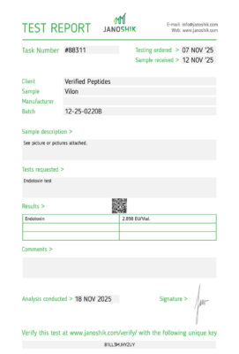 Vilon Peptide Endotoxin Certificate of Analysis Lab Test Report November 2025