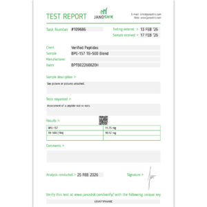 BPC-157 TB500 Blend Peptide Purity Certificate of Analysis Lab Test Report February 2026