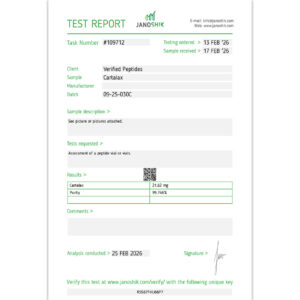 Cartalax Peptide Purity Certificate of Analysis Lab Test Report February 2026
