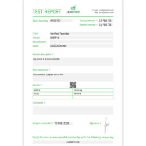GHR-6 Peptide Purity Certificate of Analysis Lab Test Report February 2026