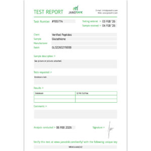 Glutathione Peptide Endotoxin Certificate of Analysis Lab Test Report February 2026