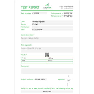 PT-141 Peptide Purity Certificate of Analysis Lab Test Report February 2026