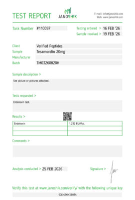 Tesamoreln Peptide Endotoxin Certificate of Analysis Lab Test Report February 2026