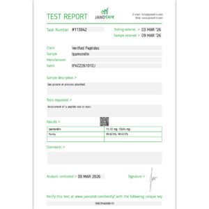 Ipamorelin Peptide Purity Certificate of Analysis Lab Test Report March 2026