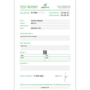 MOTSC Peptide Sterility Certificate of Analysis Lab Test Report March 2026