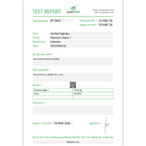 Thymosin Alpha-1 Peptide Purity Certificate of Analysis Lab Test Report March 2026